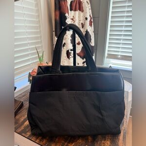 Prada Black Nylon and Leather Shoulder Tote/Laptop bag